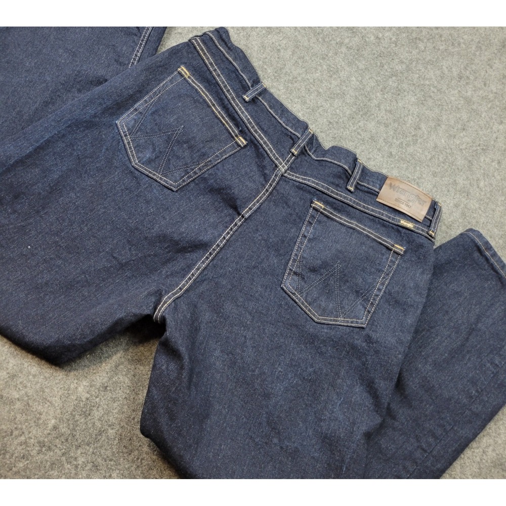 Wrangler Jeans Mens 42x30 Blue Denim Dark Wash Regular Fit Flex Straight Leg